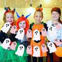 4 x 2 Pack Pink and White Halloween Ghost Garland Banner, Ghost Halloween Party Banner Decorations Indoor for Haunted Mansion Mantle Home Decor