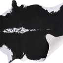 AROGAN Premium Faux Cowhide Rug 158 x 140 cm/5.2 x 4.6 feet, Durable and Large Size Cow Print Rugs, Suitable for Bedroom Living Room Western Decor, Faux Fur Animal Cow Hide Carpet, Black