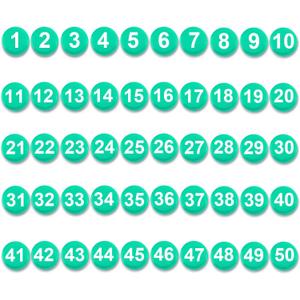1-50 Magnetic Numbers, 0.8" Multi-Use Numbered Magnets Round Dry Erase Board Number Magnets for Fridge Calendar Whiteboard Home Classroom Office Supplies (Green)