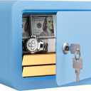 Marcree Mini Safe Box, 0.23 Cub Home Safes for Kids, Steel Money Box with Key Lock, Small Safes for Money Cash Valueables, Stylish Security Safe for Gifts, 6.69 x 9.06 x 6.69 Inches, Blue