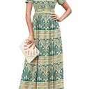 WEACZZY 2026 Summer Long Dresses for Women Wrap Empire Pleated Waist V Neck Short Sleeve Elegant Maxi Dress with Pockets (L, 01 Black)