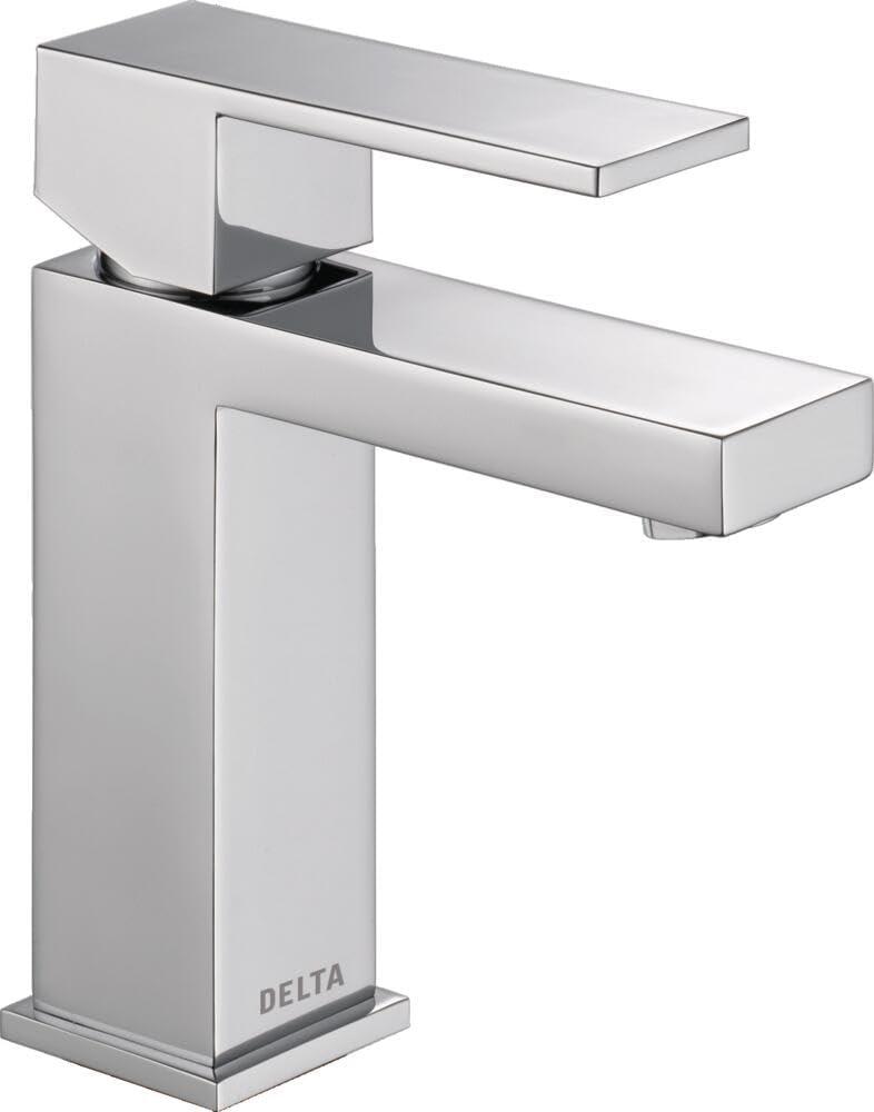 Delta Modern Matte Black Bathroom Faucet 1 Hole, Single Hole Bathroom Sink Faucet for Vanity, Metal Push-Pop Drain Assembly, Chrome 567LF-PP, Chrome, 1.2 GPM Water Flow, 1.2 GPM
