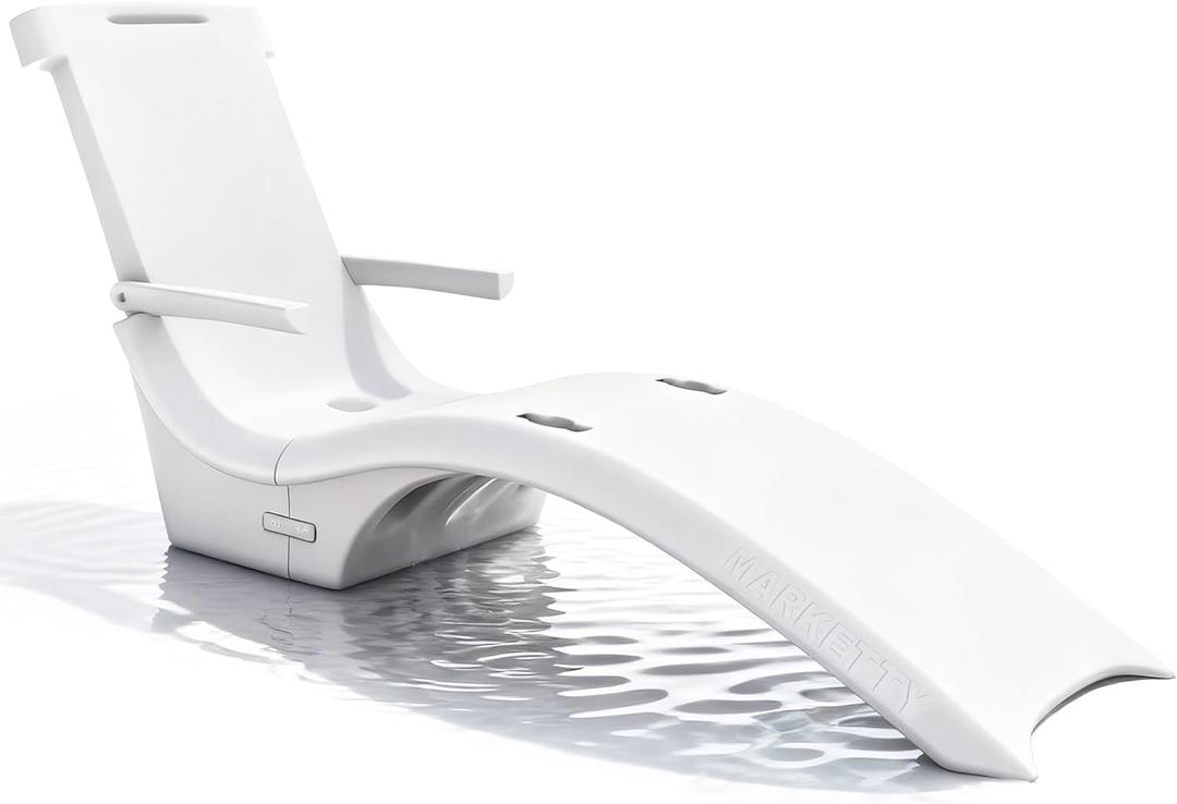 Pool Lounge Chairs, Lounge Chairs for in Pool with Armrests, Ledge Lounger Use in Pools Up to 9-Inches Deep or Outside Deck, Fade-Resistant, White