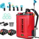 Battery Powered Backpack Sprayer 5.3 Gallon, 100 PSI Adjustable Pressure Electric Sprayer with 2X3.0A Batteries, Weed Yard Lawn Sprayer with Telescopic Wand, 5 Nozzles (large)