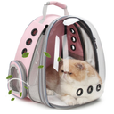 Vivicreate Large Cat Backpack Carrier for Travel and Hiking Transparent Pet Bubble Backpack for Cats up to 20lbs with Ventilation and Padded Straps Mochila para Gatos transportadora mascotas (Pink)