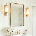 USHOWER Gold Bathroom Mirror 24"x36", Brushed Gold Rounded Rectangle Mirror for Over Sink, Aluminum Frame, Anti-Rust, Tempered Glass, Horizontal or Vertical Mounted