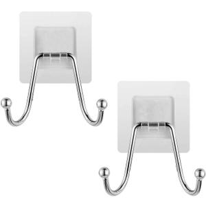 2 Pack Self Adhesive Wall Hooks Waterproof Rustproof Towel Hooks Stainless Steel Coat Hooks for Use Inside Kitchen Room
