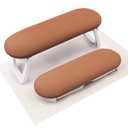 Subay Arm Rest for Nails Tech, Foldable PU Leather Nail Hand Rest for Hand Holder, Arm Rest Pillow Stand with Nail Art Table Mat for Manicure, Nail Art Accessories Tool for Salon Home Use - Caramel