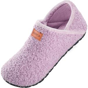 Women's Men's Fuzzy Fur Slippers Casual House Shoes Non Slip Barefoot Slipper Socks Warm Closed Back Indoor Outdoor Shoes (Pink)