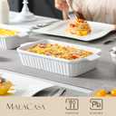 MALACASA Casserole Dishes for Oven, Porcelain Baking Dishes, Ceramic Bakeware Sets of 4, Rectangular Lasagna Pans Deep with Handles for Baking Cake Kitchen, White (9.4"/11.1"/12.2"/14.7"), Series