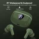 Wireless Earbuds, Bluetooth 5.4 Headphones HiFi Stereo, Bluetooth Earbuds with ENC Noise Cancelling Mic, IP7 Waterproof in Ear Earphones, 48H, LED Display Ear buds for Pad Phones Workout Sports, Green