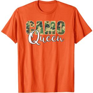 Camo Queen Orange Camouflage Women T-Shirt (Small)