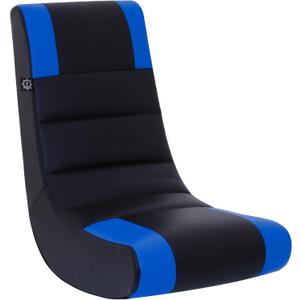 The Crew Furniture Kids & Teens Riptide Video Rocker Gaming Chair  Lightweight Ergonomic Floor Rocker in Black and Blue with Easy-Clean Faux Leather