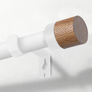 Wood Curtain Rods for Windows 48 to 84 Inch,1 Inch Boho Heavy Duty Curtain Rods with Imitation Wood Grain Finials,Adjustable Farmhouse Rustic Drapery Rod(4-7ft),White