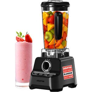 Gourmia Countertop Commercial Blender 2L BPA-Free Pitcher, 4 Presets, 1500W High-Speed Motor, 45,000 RPM, Variable Speed Dial, Built-In Tamper, Dishwasher-Safe Parts, Black