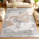Large Grey Area Rug 8x10 Modern Washable for Living Room Bedroom Dining Room, Abstract Marble Non Slip Carpet