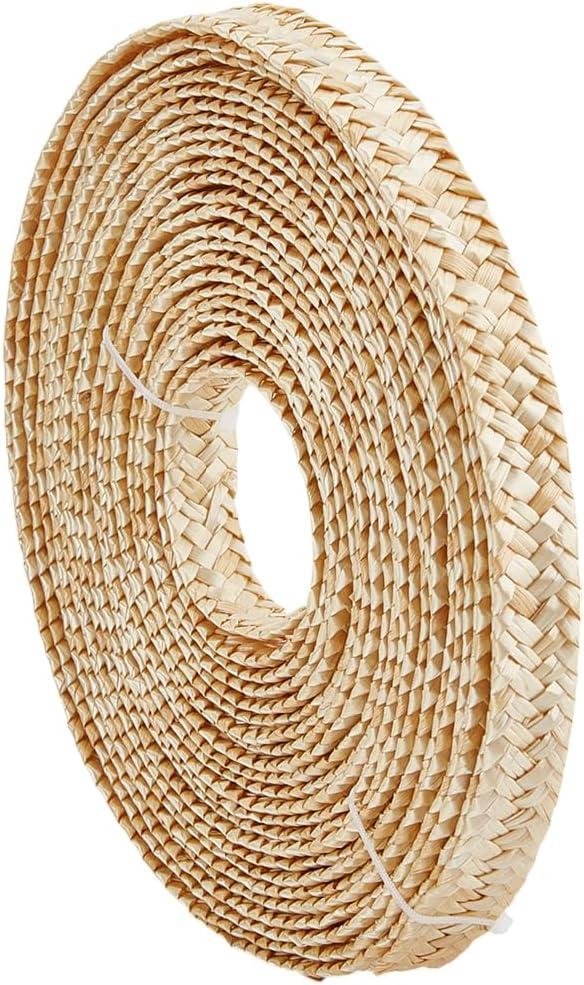 BENECREAT 13.12 Yards Wheat Straw Ribbon for Hat Making, 0.83 Inch Wide Straw Braid Ribbon for Hat Making DIY Craft Accessories, Blanched Almond Color