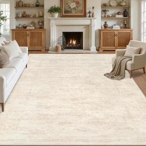 8x10 Area Rugs for Living Room: Vintage Boho Neutral Washable Rug Indoor Soft Large Area Rug Carpet for Bedroom Nursery Farmhouse Dining Room Office Floor Non-Slip Low Pile Under Table Rug Retro Beige