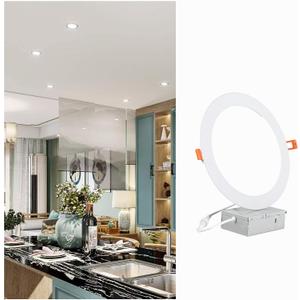 8 Inch LED Recessed Light with Junction Box, 1Pack Ultra Thin LED Recessed Lighting.6000K Daylight, No Dimmable,18W 8" Recessed Ceiling Canless Wafer Downlight.Slim Can-Killer Lights,CRI80+