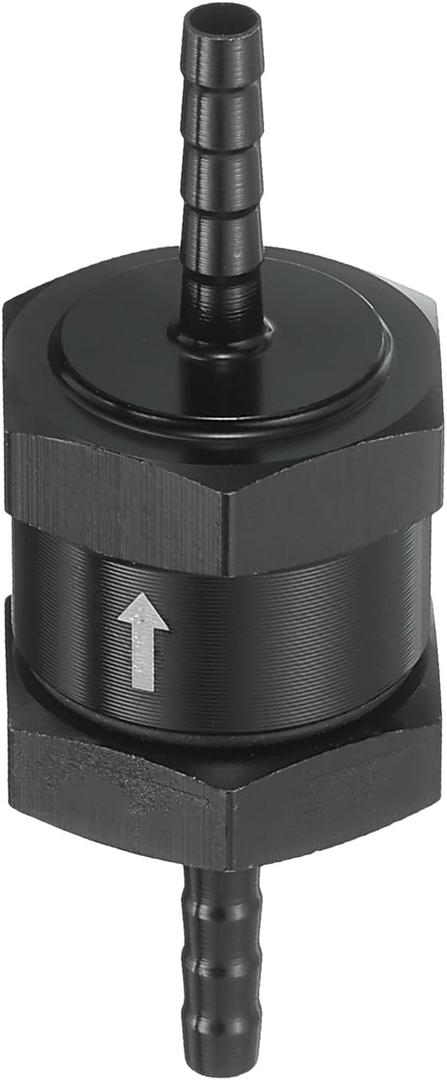 uxcell 4mm (3/16") Fuel Check Valve, Non-Return One Way Hose Check Valve, Aluminum Alloy Control Accessories for Petrol, Diesel, Gas, Oil, Air, Water, Black