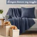 Ink+Ivy Bree Knit Throw Blanket for Bed, Sofa, and Couch, Lightweight, Breathable, Soft & Cozy Summer Blanket, Throw (50 in x 60 in), Indigo