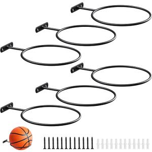 6in Metal Ball Holder Wall Mount for Basketball Football Display | Space-saving metal ball holder bulk, sturdy wall bracket stores basketball, soccer and volleyball for neat room organization
