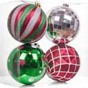 5.9 Inch Extra Large Christmas Ornaments Tree Decorations Set, 4ct Red Green White Shatterproof Jumbo Christmas Hanging Ball Ornaments Bulk, Traditional Xmas Holiday Party Decor