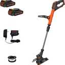 BLACK+DECKER 20V MAX Cordless String Trimmer and Edger, 12 Inch Weed Eater, 2-Speed Control Weed Wacker, 2 Batteries, Charger and Spool Included (LSTE525)