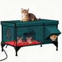 Heated Cat House for Outside Pets in Winter, Heated Outdoor Cat House Weatherproof, Insulated Cat Shelter with Heating Mat (28*16.5*22.5)