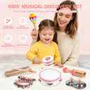 Baby Musical Instruments - Montessori Musical Toys for Toddlers 1-3, Wooden Percussion Instruments Set, Kids Preschool Educational Music Learning Toys, Birthday Gifts for Boys Girls (Pink)