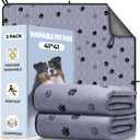 Fostanfly Washable Dog Pee Pads for Dogs, 2-Pack 41"x41" Large Reusable Potty Training Pads, Ultra-Absorbent, Leak-Proof & Non-Slip, with 8 Lanyards for Playpen, Crates & Furniture, Gray