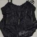 COZYEASE Women's Lace Bustier Cami Bodysuit Plain Sleeveless Slim Fit Sheer Mesh Corset Top Romper (Medium, Black)