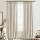 Large Window Natural Linen Curtains 108 Inches Long for Living Room Light Filtering Drapes 9ft for Patio Sliding Doors, Extra Long Semi Sheer High Ceiling Pinch Pleated Panels W40 x L108 x 2 Panels