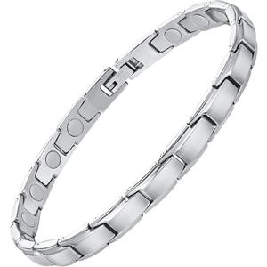 Feraco Magnetic Bracelet for Women Titanium Steel Magnetic Bracelet with Neodymium Magnets, Christmas Jewelry Gifts (Silver)