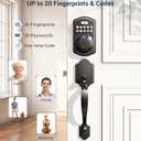 Veise Fingerprint Door Lock Set, Keyless Entry Door Lock, Front Handle Set, Electronic Keypad Deadbolt with Lever Handle, 2 Keys, Auto-Locking, One-time Codes, Easy to Install, Matte Black