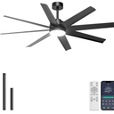 Ohniyou 60" Black Ceiling Fan with Light for Patio, Porch, Living Room