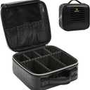 Relavel Travel Makeup Case, Train Case Makeup Brush Organizer, Professional Makeup Artist Makeup Bag, with Adjustable Partition and Shoulder Straps (Crocodile, Small)