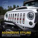 Xprite Aluminum Alloy Mesh Grill Insert with Hood Lock Hole & Firefighter Red Stripe, Compatible with 2007-2018 Jeep Wrangler JK JKU