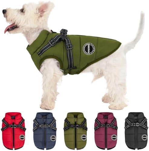 V.PET.B.R Dog Winter Coat,Warm Jacket Paded Fleece Dog Vest with Built in Harness,Windproof Reflective Cozy Adjustable Snow Pet Coat Clothes with Zipper for Small Medium Large Dogs
