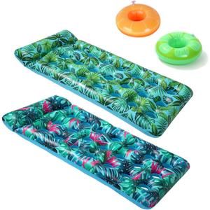 Inflatable Pool Floating Chair,Inflatable Pool Floating Raft,Adult Pool Floating Raft,Floating Pool Lounger,Silhouette Lounger with Headrest,Beach Pool Float for Pool,Summer Party Float, (Green+Blue)