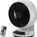 Lasko Whirlwind Orbital Motion Air Circulator Table Fan, 3 Speeds, Timer, Dark Mode, Remote Control for Small and Medium Sized Rooms, White, A12557