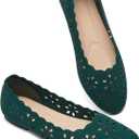 BABUDOG Mesh Ballet Flats Shoes for Women,Womens Flats Dressy Comfortable,Women's Dress Shoes with Flower Eyelets,Slip on Casual Walking Flats (5, Green)