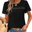 Womens Tops Trendy Boho Black Blouses for Women Dressy Casual Short Sleeve Shirts for Women Summer Outfits 2026 Beach Vacation Clothes with Lace Cute Travel XL