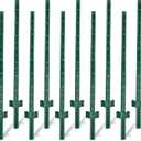 Fence Posts 4.8 Feet - 10 Pack, Heavy Duty Metal Fence Post with U-Channel, Steel Fence U-Post for Holding Garden Wire Fence, Corner Anchor Posts (Green 10 Pack)