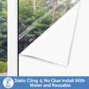 HIDBEA Frosted Window Privacy Film - Non Adhesive Static Cling Glass Stickers Sun UV Blocking Heat Control Door Covering Decals for Home Office, Frosted White, 23.6 x 157.5 Inch