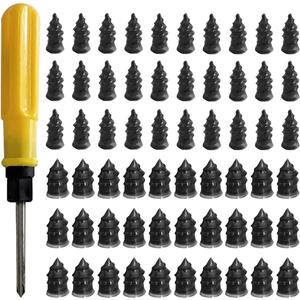 3 x 60PCS Tire Repair Rubber Nail, Vacuum Tire Repair Screw Kit with Screwdriver & Box, Self-Service Auto Tires Puncture Fast Repair Tool, Universal for Car Truck Motorcycle Tractor (EXP 08/14/26)