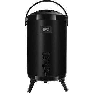 Hot Beverage Dispenser, Stainless Steel Insulated Beverage Dispenser Cold and Hot Drink dispenser with Thermometer3.2-Gallons 12 Liters Water Dispenser with Spigot for Tea & Coffee, Water (Black)