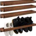 Wenqik 4 Pcs Wall Mounted Shoe Rack 30 Inch Rustic Wood Wall Hanging Shoe Rack Space Saving Footwear Holder Shoe Storage Organizer for Mudroom, Entryway, Closet (Burnt Wood)