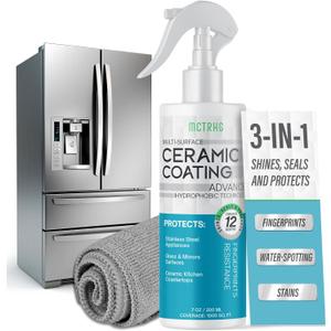 Ceramic Coating for Stainless Steel Appliances, Gloss & Shine Ceramic Coating Spray for Home Kitchen & Bath, Repels Fingerprints, Grime & Stains on Stainless Steel, Sinks, Countertops, Glass