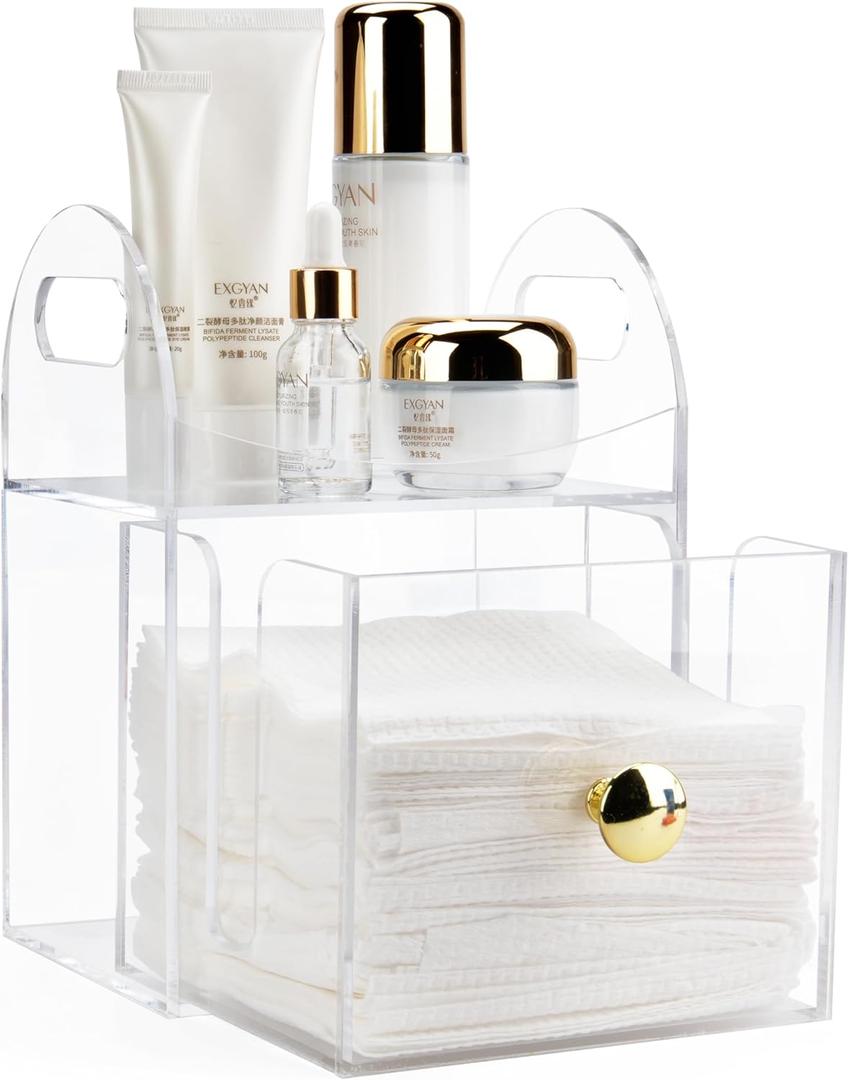 Clear Acrylic Disposable Face Towel HolderCompatible with Clean Skin Club Facial Towel XL, Acrylic Face Towelette Storage Box Container, Cosmetic Organizer for Bathroom Countertop Storage